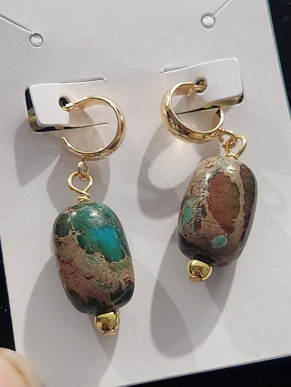 Turquoise Earrings With Gold Fill Hoops